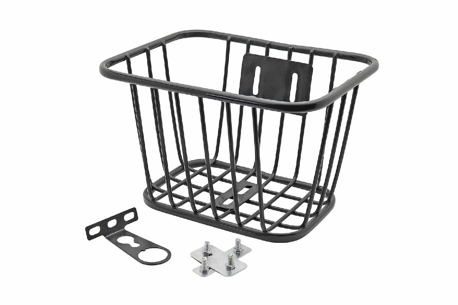 Корзина для детского велосипеда металлическая чёрная (25х15х18см.)