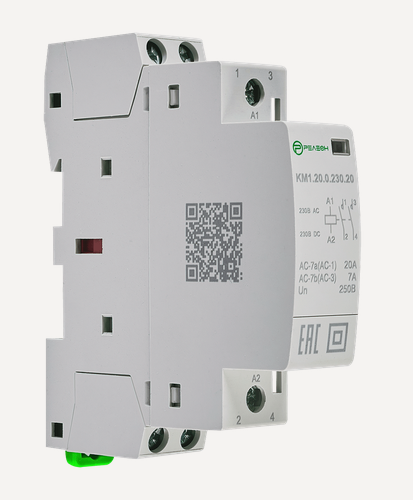 Изображение товара Модульный контактор 2НО контакта 20А 230В AC/DC, релеон, KM1.20.0.230.20