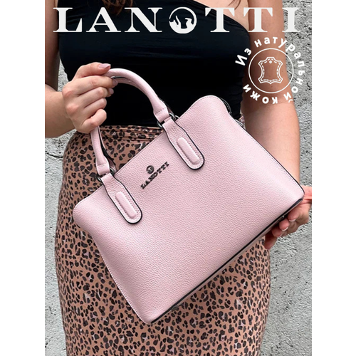 фото Сумка тоут lanotti, фактура зернистая, розовый
