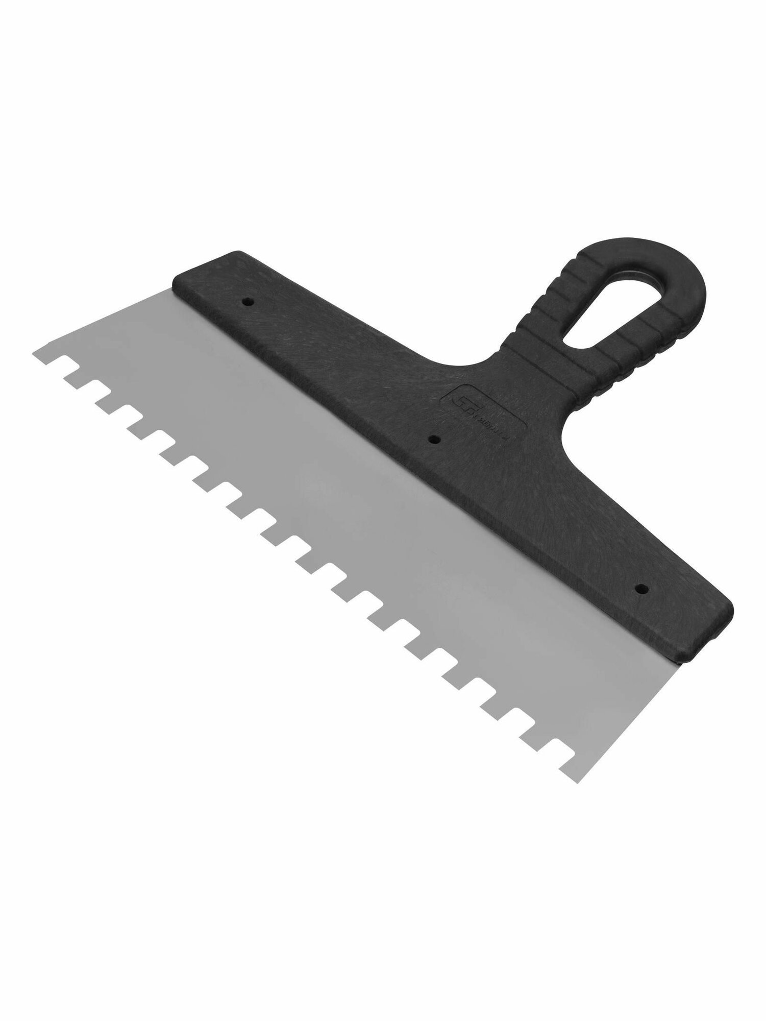 Шпатель из нержавеющей стали 250 мм зуб 8 х 8 мм пластмассовая ручка Сибртех 85474