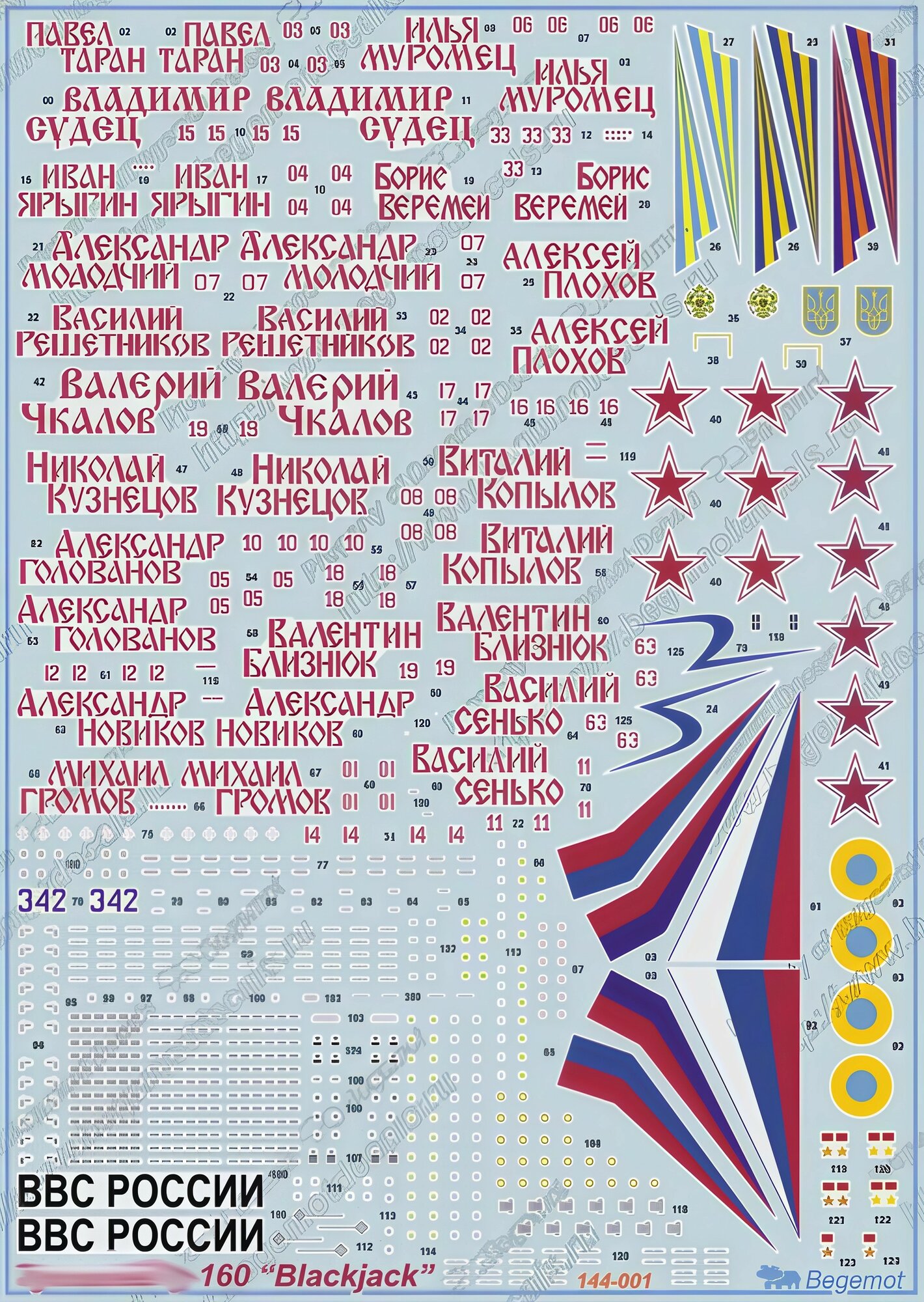 Декаль Т_уполе_в Т_у-160 Масштаб 1:144 — фото 1