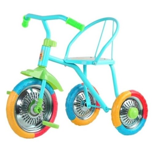 фото Велосипед озорной ветерок, детский, трехколесный, 10/8, стальная рама, шины эва, сиденье со спинкой, цвет голубой