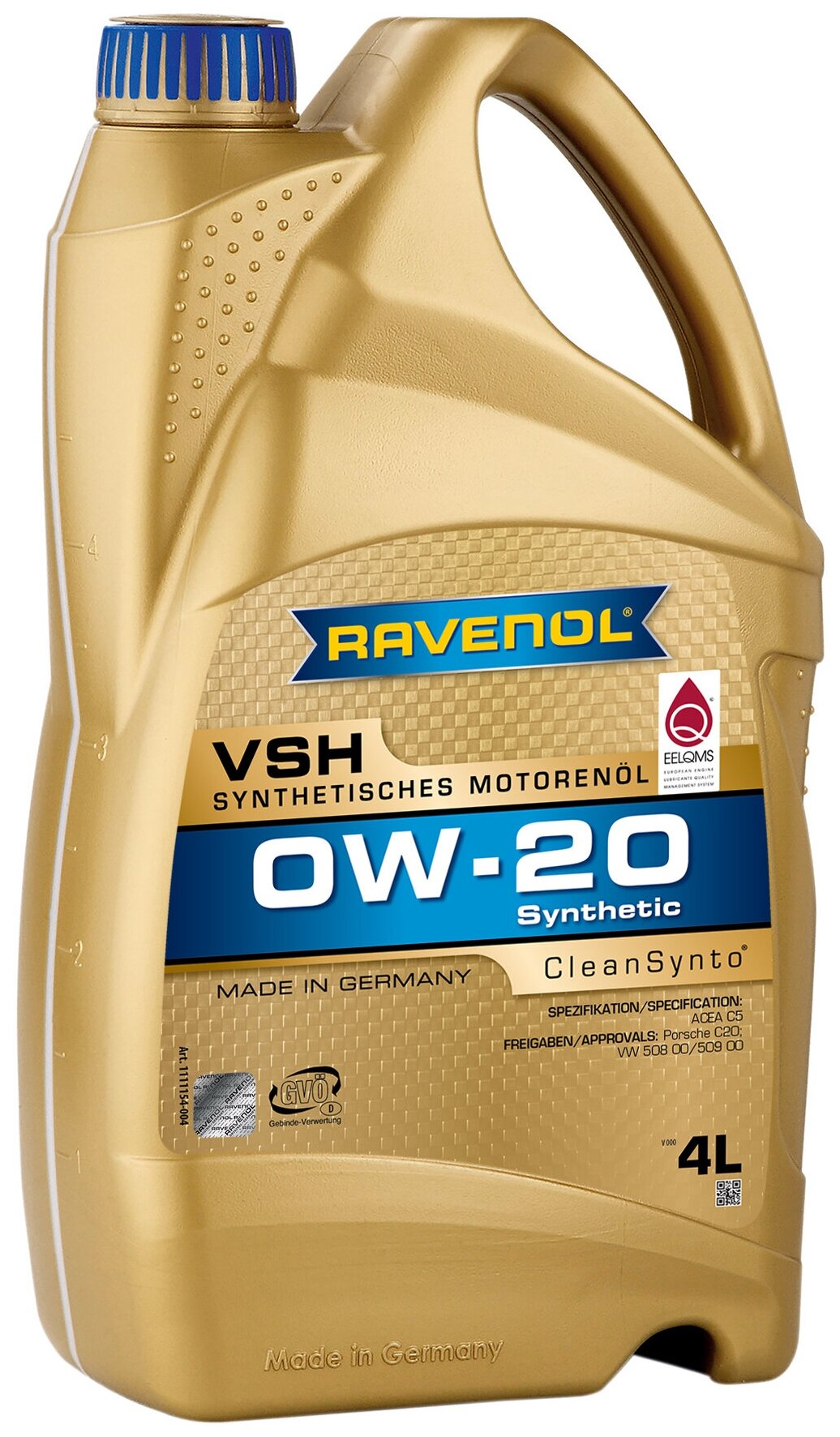 Ravenol sae 0w-20 4l vsh моторное масло 4014835873520