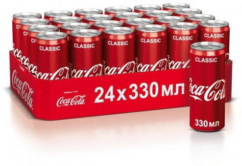 Напиток газированный Coca-cola (Кока-Кола) 0,33 л алюминиевая банка (24 штуки в упаковке)