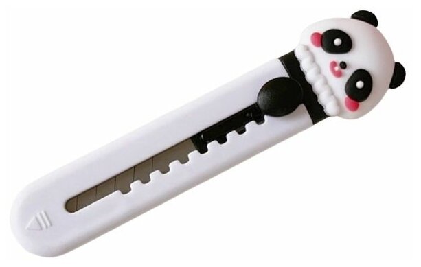 Нож канцелярский малый "Панда", 96 мм, цвет черно-белый