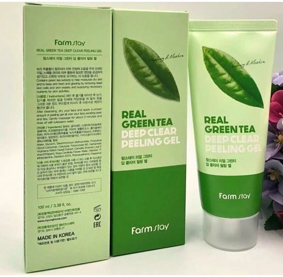 Отшелушивающий гель с экстрактом зеленого чая FarmStay Real Green Tea Deep Clear Peeling Gel 100 мл - фото №17
