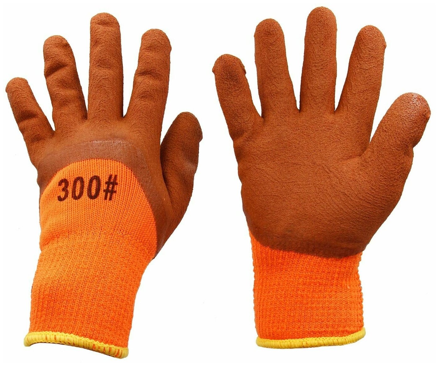 Перчатки утепленные акриловые с латексным покрытием (#300) упаковка-10 пар - фотография № 2