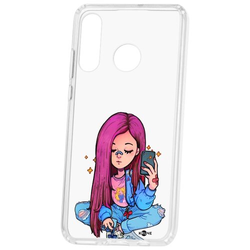 фото Чехол на huawei p30 lite kruche print pink hair