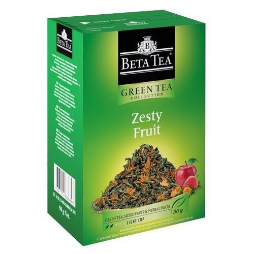 Чай зеленый Beta Tea Fusion Zesty Fruit, мультифрукт, сафлор, 90 г