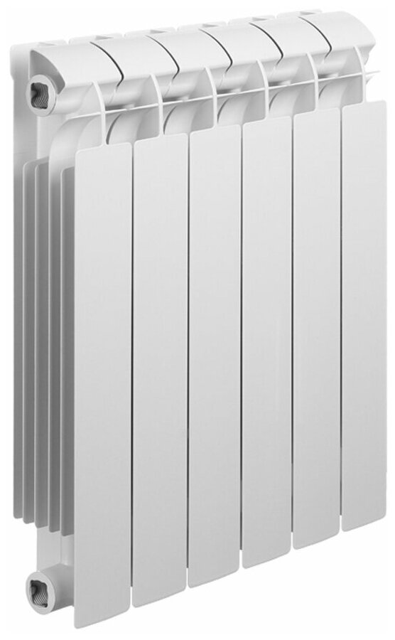 Биметаллический радиатор Global Style Plus 500, 06 секций, боковое подключение, цвет белый Ral 9010