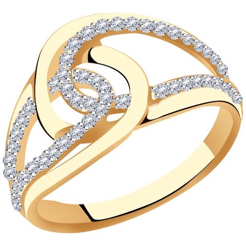 фото Золотое кольцо aquamarine 62673а с фианитом diamant-online