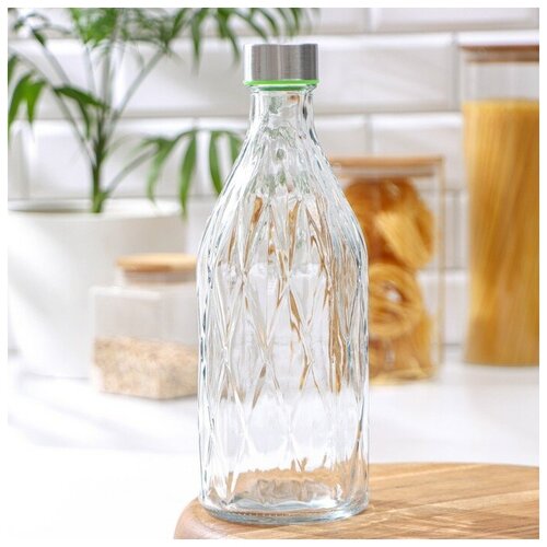 Frau Liebe Бутыль стеклянная для соусов и масла с металличекой крышкой «Ромб», 1 л, 9,5×25,5 см