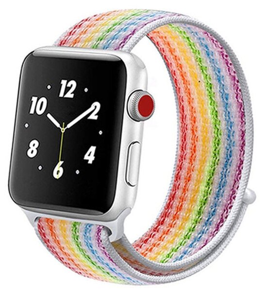 Нейлоновый ремешок Coteetci Magic Tape для Apple Watch 38mm/40mm (WH5225-RB), Rainbow