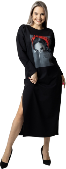 Платье Elena Tex, повседневное, прямой силуэт, макси, размер 44, черный