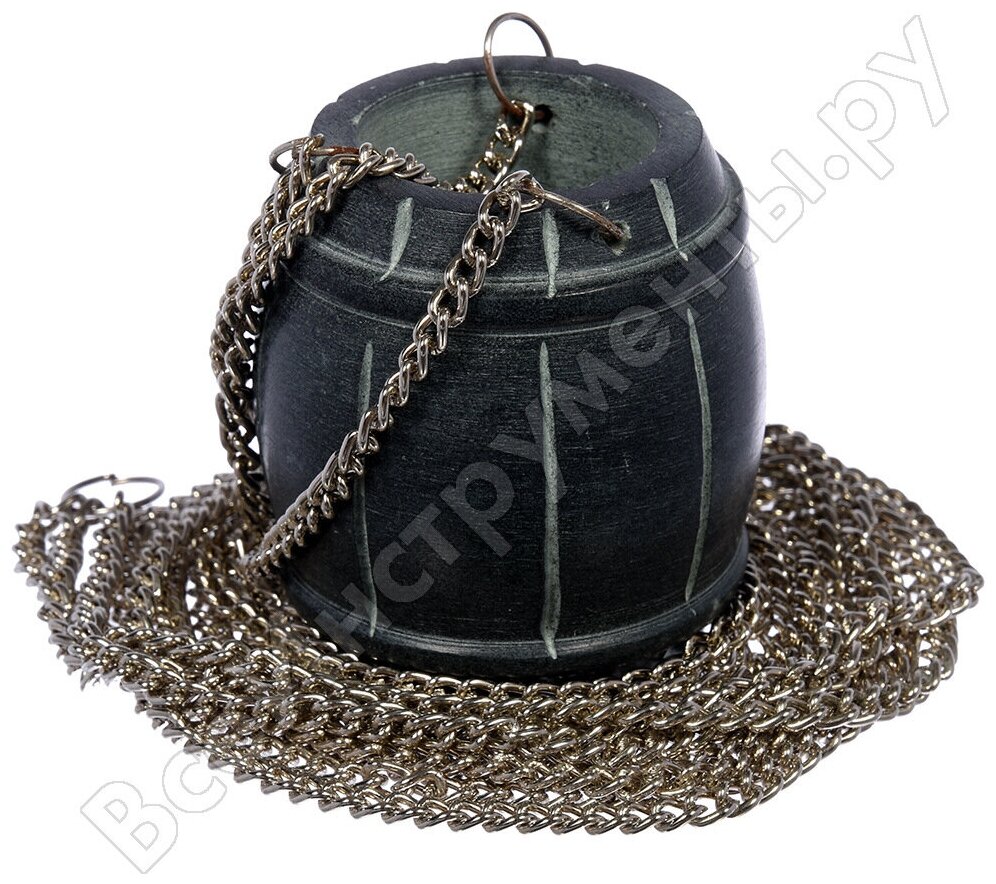 фото Испаритель из камня /арома чаща/ароматизатор/подвесной/для масел "Бочонок", 6х4х4 см, цепочки 3 шт по 100 см, для бани и сауны "Банные штучки"