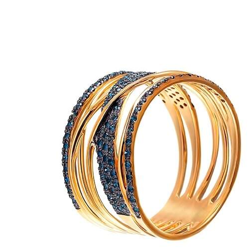 фото Jv кольцо из золота 585 пробы с бриллиантами r32225-ko-dl-yg, размер 17.5