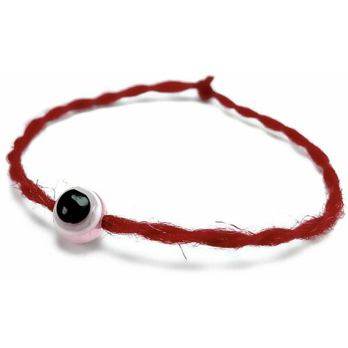 фото Браслет талисман красная нить от сглаза (турецкий глаз), розовый, шерсть, акрил growup