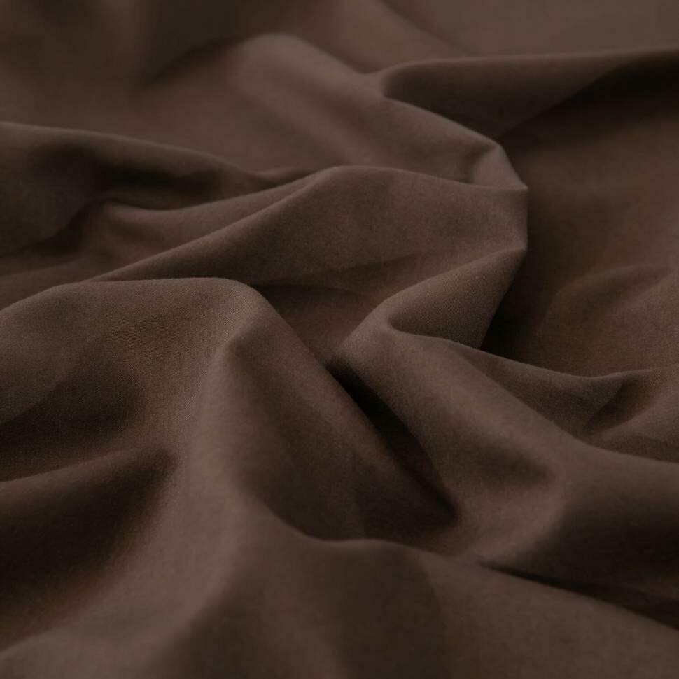 Комплект постельного белья ситрейд Евро однотонный коричневый с простыней на резинке, Сатин, наволочки 50x70, 70x70 по 2 шт. - фотография № 12