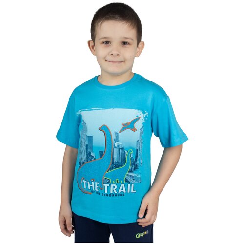 фото Футболка для мальчика размер 116-60 серо-голубой basia