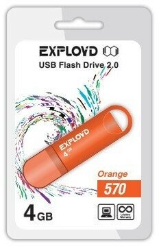 USB флэш-накопитель (EXPLOYD 4GB 570 оранжевый [EX-4GB-570-Orange])