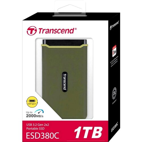Твердотельный накопитель Transcend Portable SSD ESD380C, 1000GB, Type-C, USB 3.2 Gen2, R/W 2000/2000MB/s, 97x54x13mm, два кабеля в комплекте