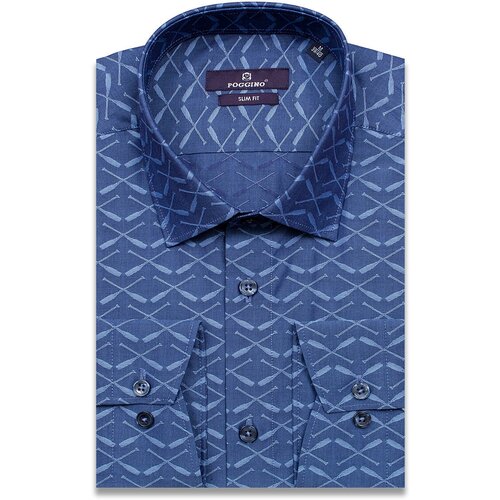 Рубашка POGGINO, размер (52)XL, синий рубашка poggino размер 52 xl коричневый