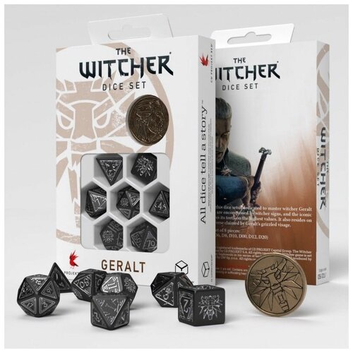 Набор кубиков для настольных ролевых игр Q-Workshop The Witcher Dice Set Geralt – The Silver Sword, 7 шт. мешочек для кубиков для настольных ролевых игр the witcher dice bag dandelion the stars above the path