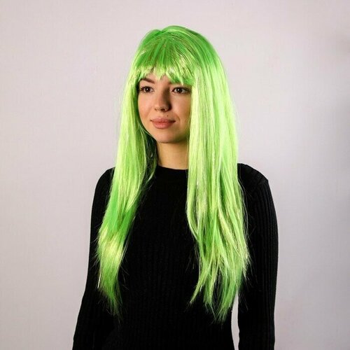 Карнавальный парик Блеск , цвет зелёный парик карнавальный с ленточкой зелёный