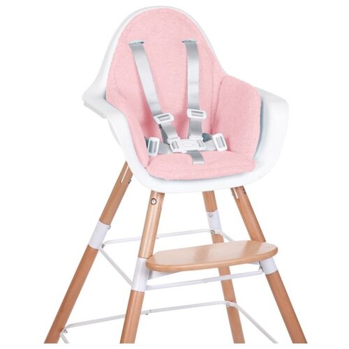 фото Стульчик для кормления childhome evolu one.80° с подушкой, natural white/tricot pastel old pink