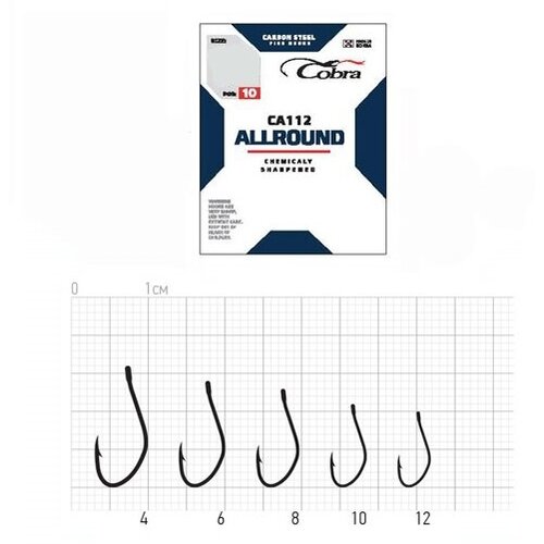 Крючки Cobra ALLROUND, серия CA112, № 12, 10 шт.