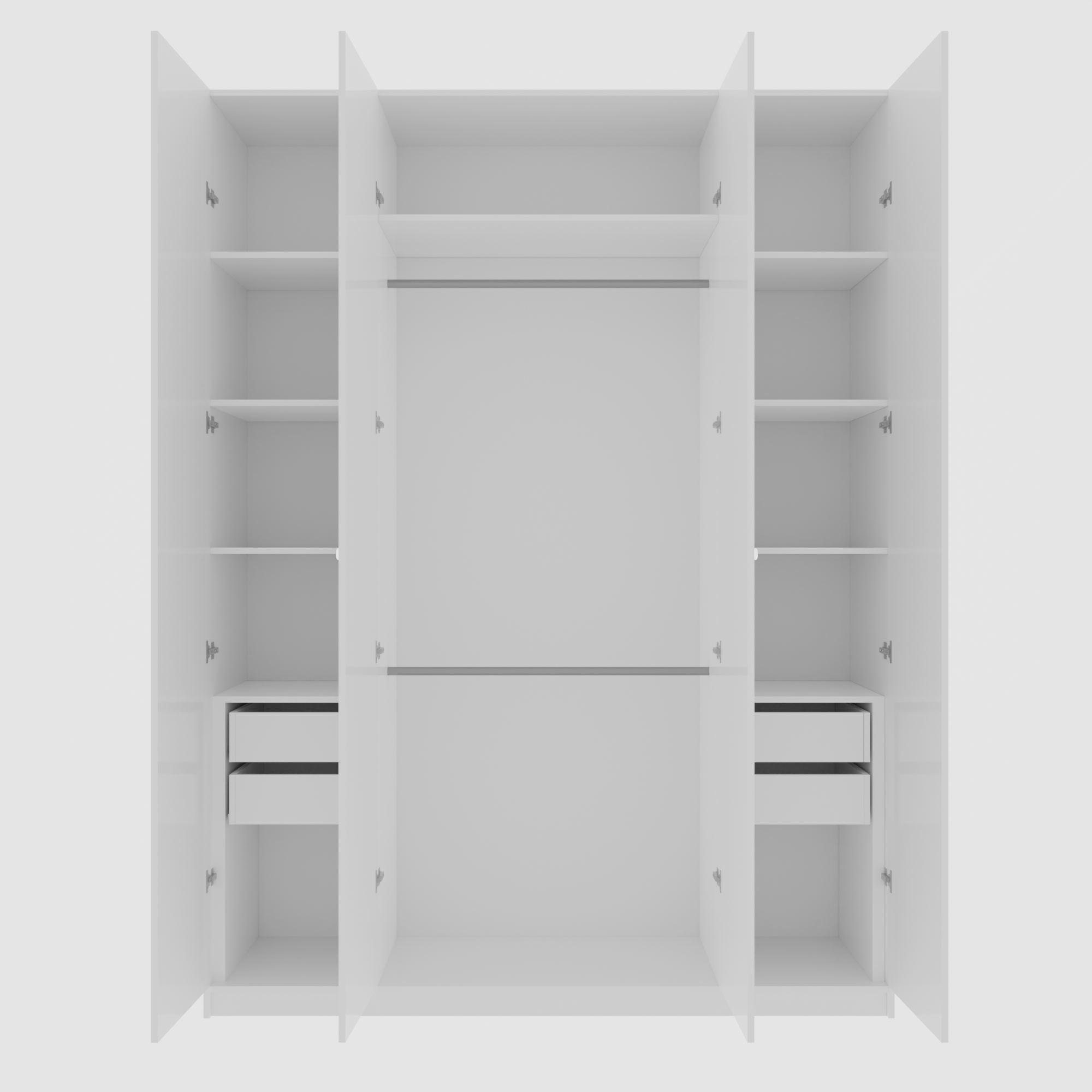 Шкаф распашной белого цвета четырехдверный (180х240х55) для прихожей, спальни, зала, гостиной. - фотография № 3