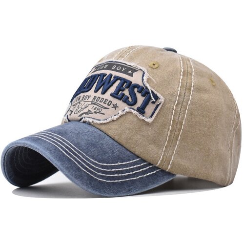 фото Бейсболка , размер 55-61, синий, бежевый m-trend