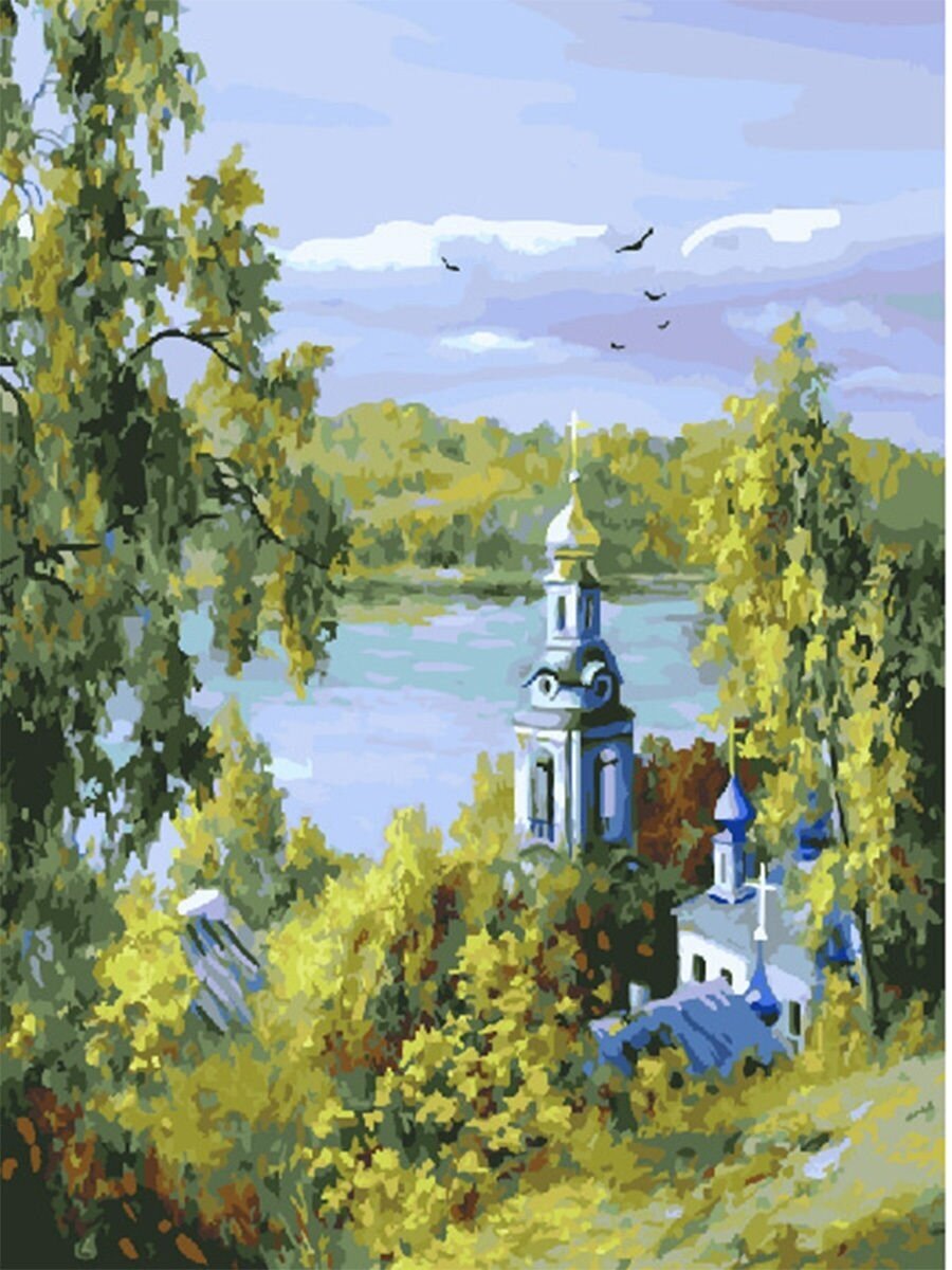 Картина по номерам Храм на берегу озера 40х50 см Hobby Home