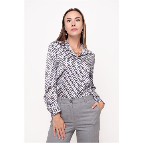 Блуза  Luna, классический стиль, полуприлегающий силуэт, длинный рукав, размер 46/L, серый