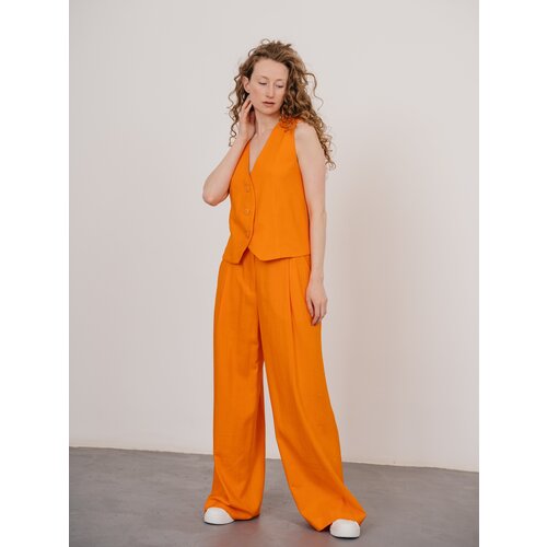 фото Брюки палаццо модный дом виктории тишиной, размер 56, оранжевый