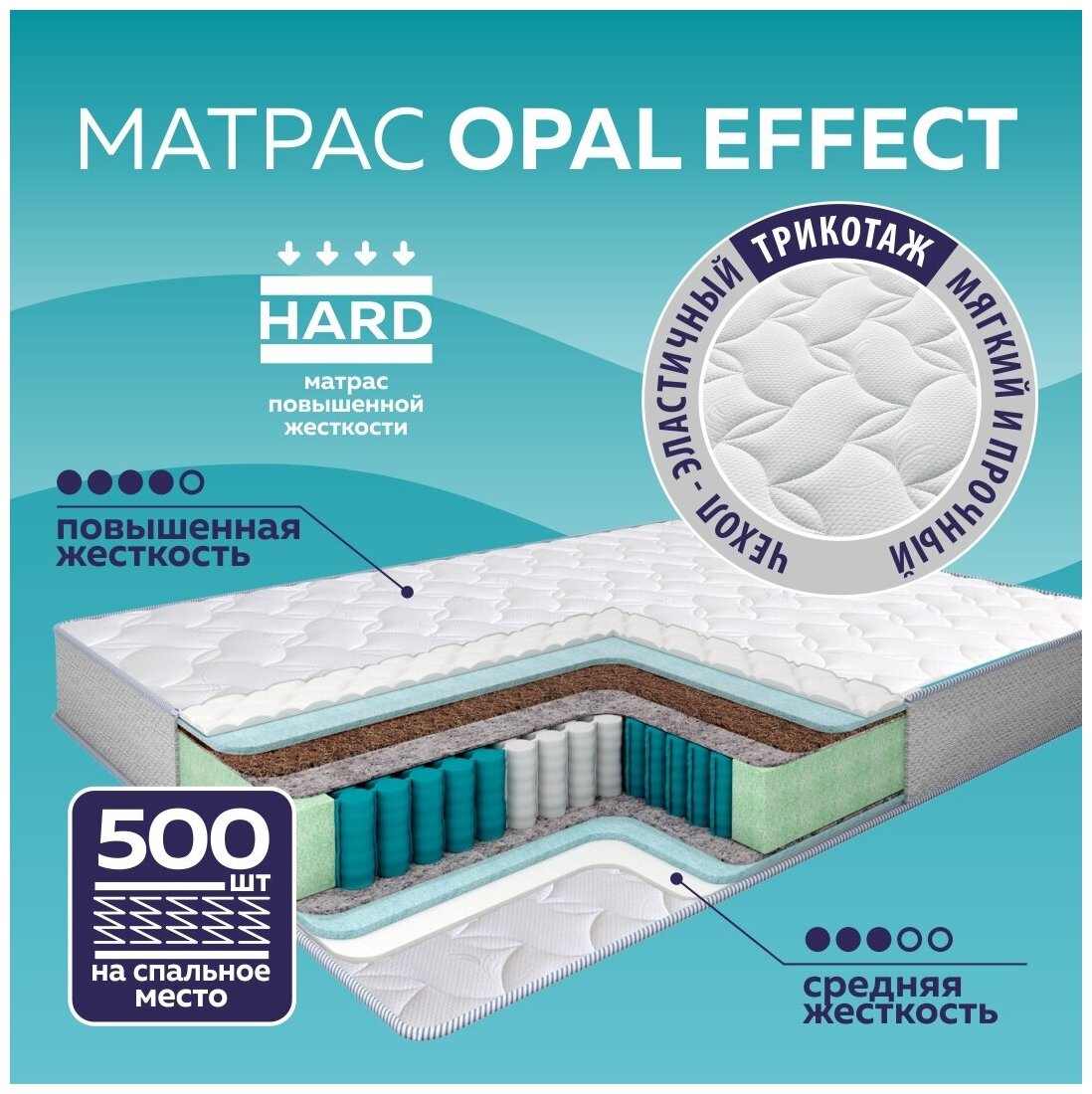 Матрас пружинный OPAL EFFECT 140х200 трикотаж