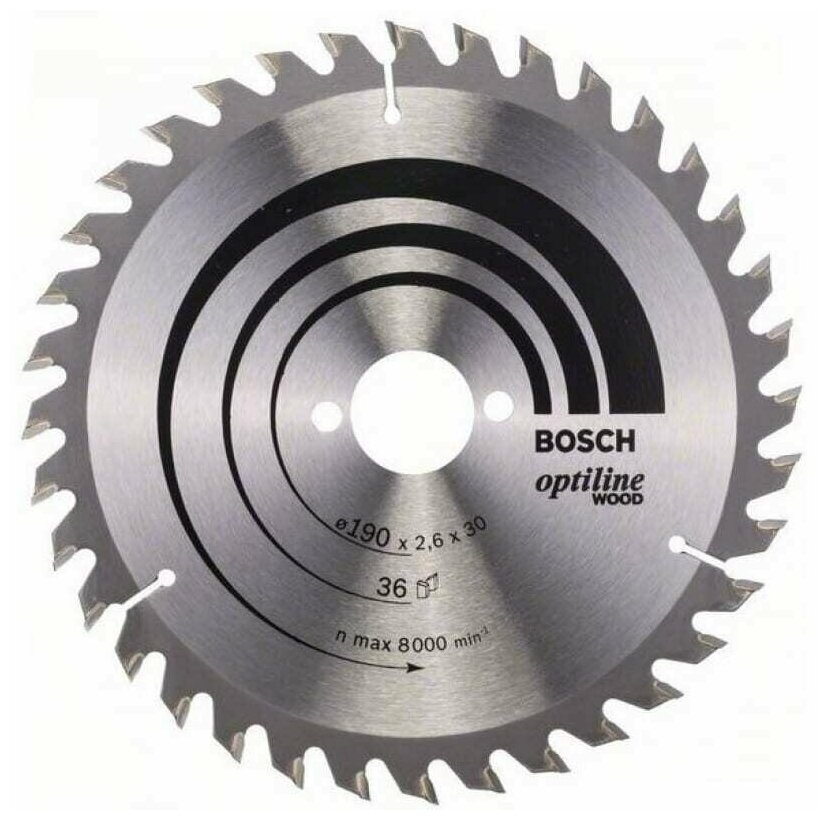 Диск пильный по дереву Bosch Optiline (2608640616) 190х30х2,6 мм 36 зубьев