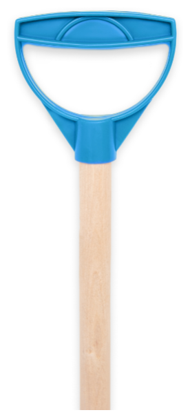 Лопата детская для снега и песка деревянный черенок с ручкой 65 см, голубая - фотография № 3