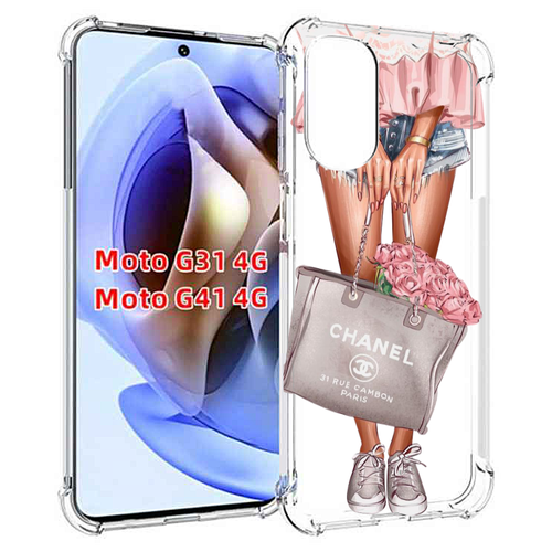 Чехол MyPads Сумка-с-цветами женский для Motorola Moto G31 4G / G41 4G задняя-панель-накладка-бампер