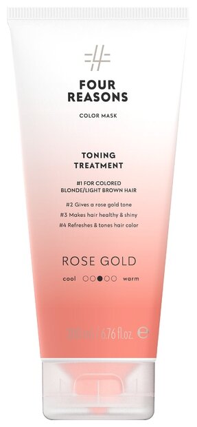 Four Reasons Тонирующая маска для поддержания цвета окрашенных волос Toning Treatment Roze Gold, 350 г, 200 мл, туба