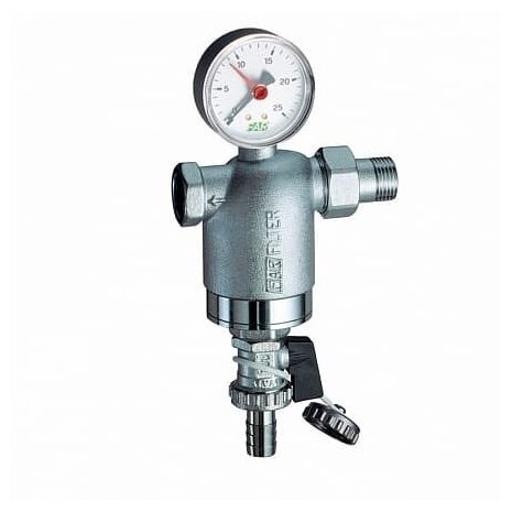 Фильтр FAR промывной 1/2" НР-BР, с манометром, 100мкм, Max: 95 °C, 25 бар FA 3946 12100