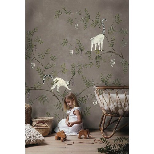 Фреска бесшовная Лемуры Пудровый (текстура туман) (ширина 3100мм х длина 5000мм)