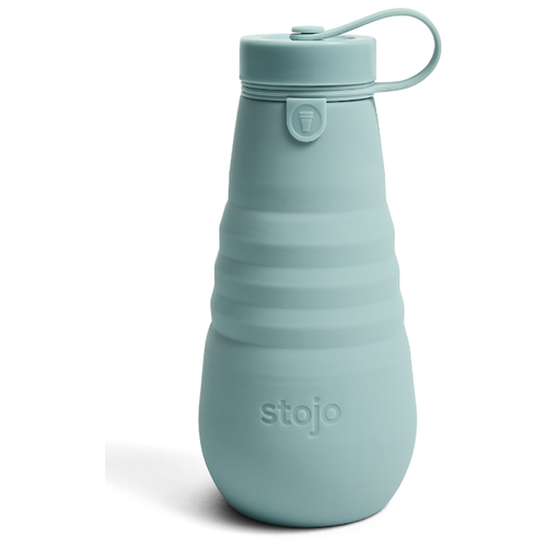 Многоразовая складная бутылка STOJO с собой из пищевого силикона / Бутылка для воды 590 мл, цвет Aquamarine