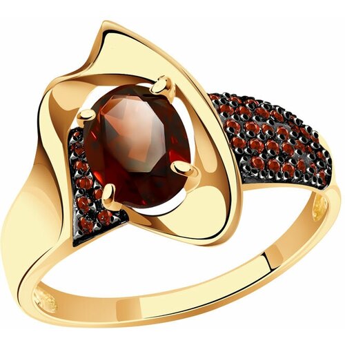 фото Золотое кольцо александра кл2276-2ск-к с фианитом и гранатом diamant-online