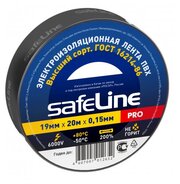 Изолента ПВХ черная 19мм 20м Safeline | код 9366 | SafeLine (4шт. в упак.)