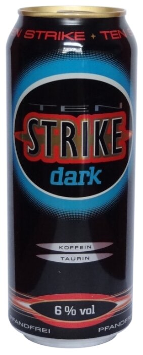 Слабоалкогольный напиток тонизирующий Ten Strike Dark 0.5 л