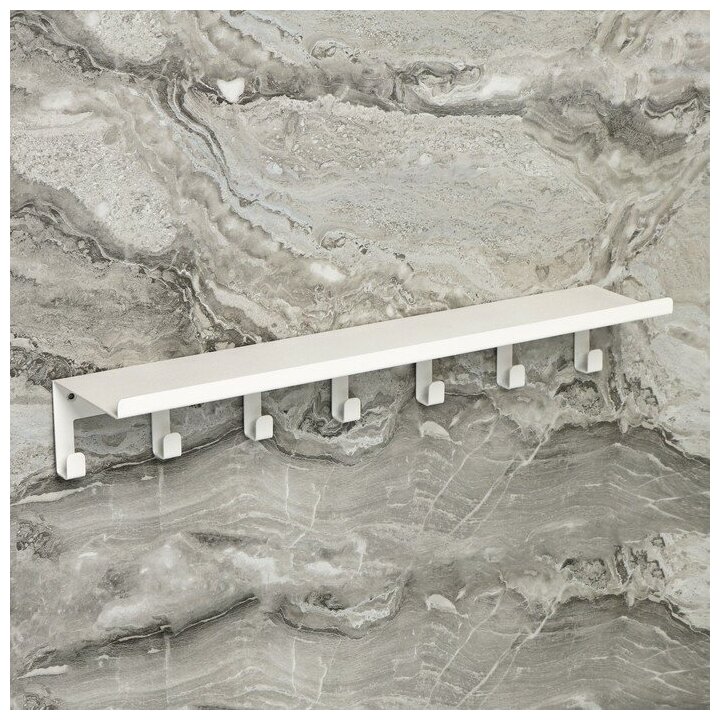 Полка с крючками «Лофт Арт», 50×10×7,5 см, цвет белый - фотография № 2