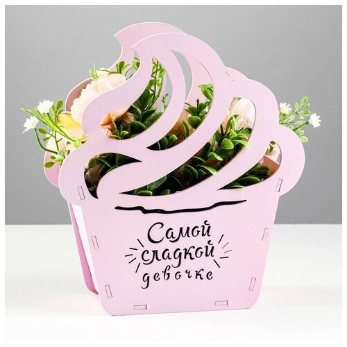 Кашпо деревянное Пироженка 215х19х76 см розовый 732₽