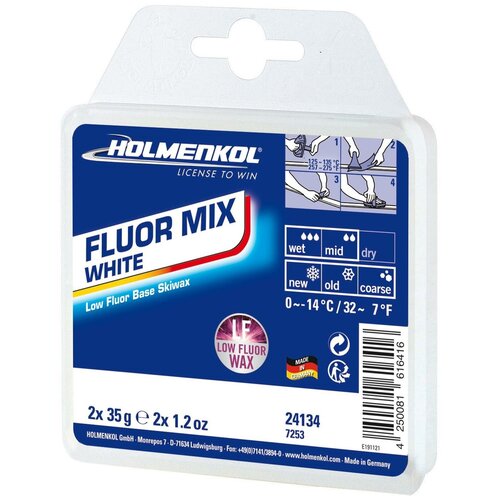 Парафин Holmenkol Fluormix, низкофторовый, 24134, белый, 35 г х 2 шт парафин holmenkol syntec worldcup hf 2 0 wet 0 6