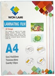 Пленка для ламинирования глянцевая WF, А4 (216мм х 303мм), 80мкм, 100шт